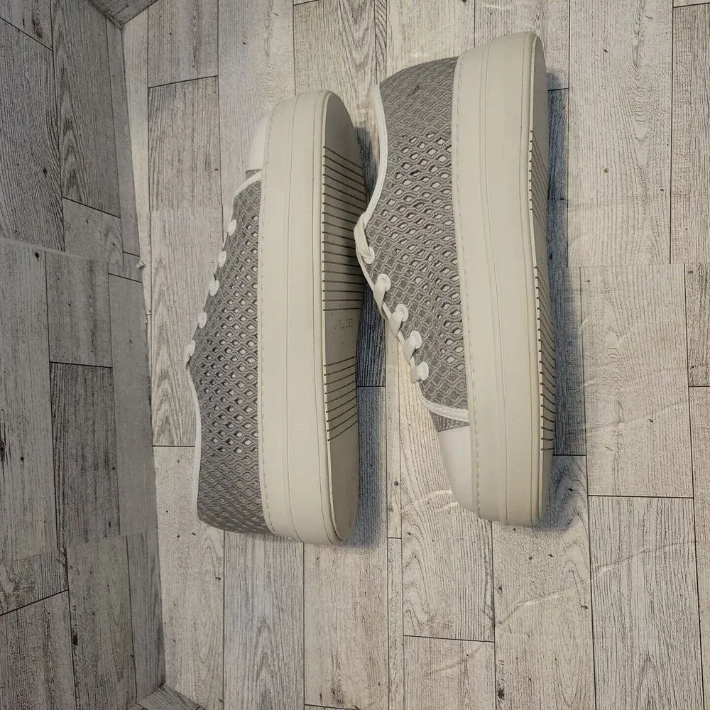 J Slides‎ NYC Shoes Womens 7 Gray Platform Lace Up Sneakers